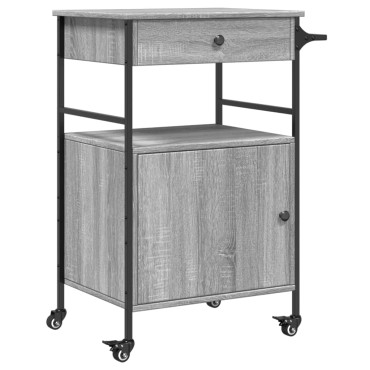 vidaXL Τρόλεϊ Κουζίνας Sonoma Γκρι 56x43x89,5cm Επεξεργασμένο Ξύλο 1 τεμ.