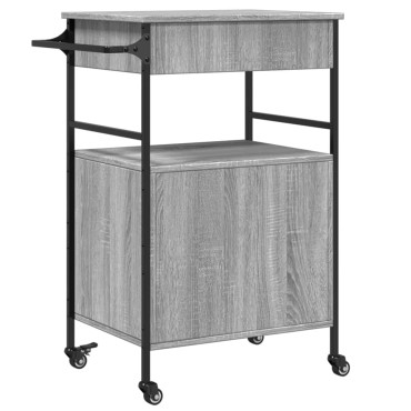 vidaXL Τρόλεϊ Κουζίνας Sonoma Γκρι 56x43x89,5cm Επεξεργασμένο Ξύλο 1 τεμ.