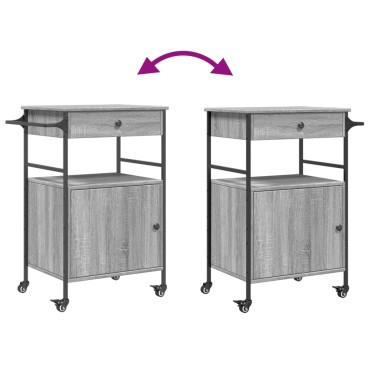 vidaXL Τρόλεϊ Κουζίνας Sonoma Γκρι 56x43x89,5cm Επεξεργασμένο Ξύλο 1 τεμ.