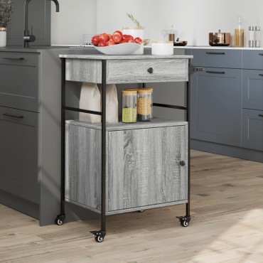 vidaXL Τρόλεϊ Κουζίνας Sonoma Γκρι 56x43x89,5cm Επεξεργασμένο Ξύλο 1 τεμ.