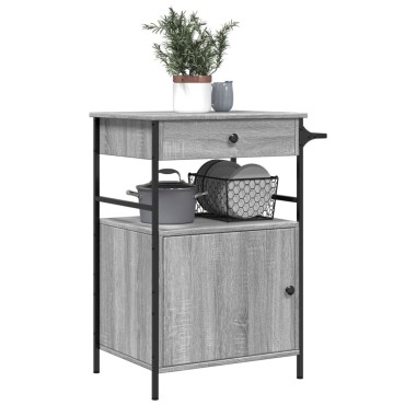 vidaXL Τρόλεϊ Κουζίνας Sonoma Γκρι 56x43x89,5cm Επεξεργασμένο Ξύλο 1 τεμ.
