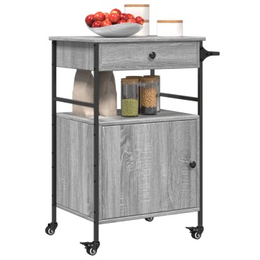 vidaXL Τρόλεϊ Κουζίνας Sonoma Γκρι 56x43x89,5cm Επεξεργασμένο Ξύλο 1 τεμ.