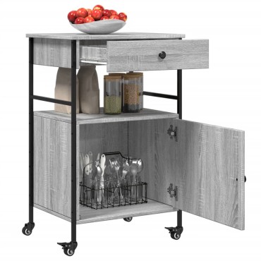 vidaXL Τρόλεϊ Κουζίνας Sonoma Γκρι 56x43x89,5cm Επεξεργασμένο Ξύλο 1 τεμ.