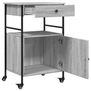 vidaXL Τρόλεϊ Κουζίνας Sonoma Γκρι 56x43x89,5cm Επεξεργασμένο Ξύλο 1 τεμ.