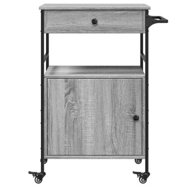 vidaXL Τρόλεϊ Κουζίνας Sonoma Γκρι 56x43x89,5cm Επεξεργασμένο Ξύλο 1 τεμ.