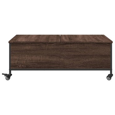 vidaXL Τραπεζάκι Σαλονιού Ροδάκια Καφέ Δρυς 91x55x34cm Επεξ. Ξύλο 1 τεμ.