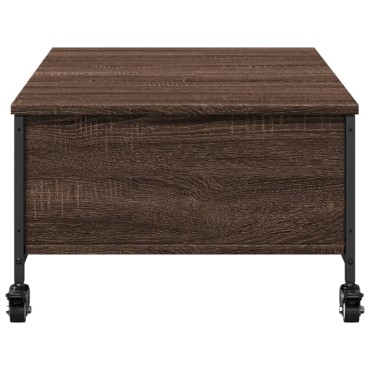 vidaXL Τραπεζάκι Σαλονιού Ροδάκια Καφέ Δρυς 91x55x34cm Επεξ. Ξύλο 1 τεμ.