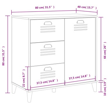 vidaXL Μπουφές VIKEN Λευκός 80x40x80cm από Επεξεργασμένο Ξύλο 1 τεμ.