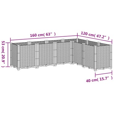 vidaXL Ζαρντινιέρα Κήπου Μπλε Γκρι 160x120x53 εκ. Πολυπροπυλένιο