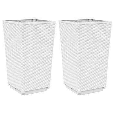 vidaXL Ζαρντινιέρες Κήπου 2 τεμ. Λευκό 32,5x32,5x57 εκ. Πολυπροπυλένιο