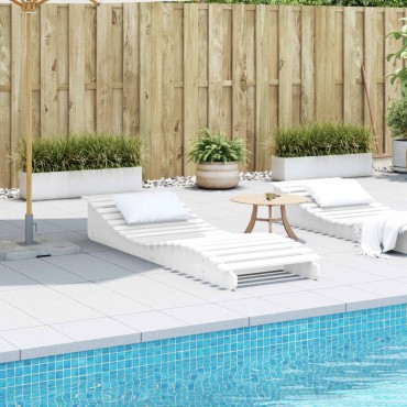 vidaXL Ξαπλώστρα Λευκό 205x60x31,5cm από Μασίφ Ξύλο Πεύκου 1 τεμ.