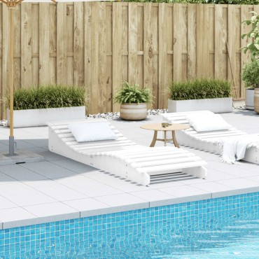 vidaXL Ξαπλώστρα Λευκό 205x70x31,5cm από Μασίφ Ξύλο Πεύκου 1 τεμ.