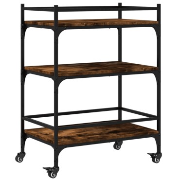 vidaXL Τρόλεϊ Κουζίνας Καπνιστή Δρυς 65x40x86,5cm Επεξεργασμένο Ξύλο 1 τεμ.