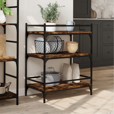 vidaXL Τρόλεϊ Κουζίνας Καπνιστή Δρυς 65x40x86,5cm Επεξεργασμένο Ξύλο 1 τεμ.