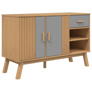 vidaXL Μπουφές OLDEN Γκρι & Καφέ 114x43x73,5cm από Μασίφ Ξύλο Πεύκου 1 τεμ.
