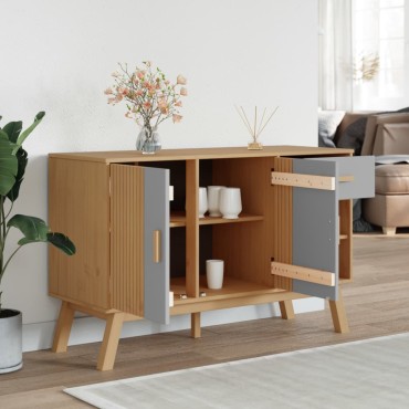 vidaXL Μπουφές OLDEN Γκρι & Καφέ 114x43x73,5cm από Μασίφ Ξύλο Πεύκου 1 τεμ.