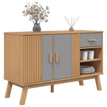 vidaXL Μπουφές OLDEN Γκρι & Καφέ 114x43x73,5cm από Μασίφ Ξύλο Πεύκου 1 τεμ.