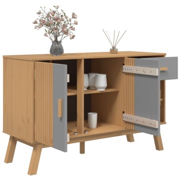 vidaXL Μπουφές OLDEN Γκρι & Καφέ 114x43x73,5cm από Μασίφ Ξύλο Πεύκου 1 τεμ.