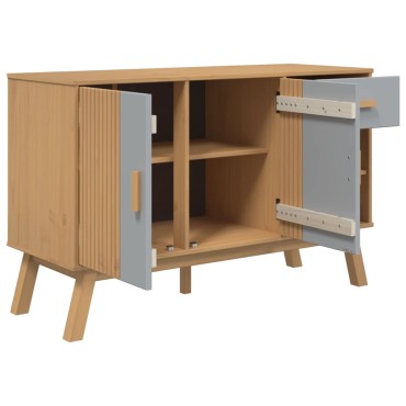 vidaXL Μπουφές OLDEN Γκρι & Καφέ 114x43x73,5cm από Μασίφ Ξύλο Πεύκου 1 τεμ.