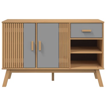vidaXL Μπουφές OLDEN Γκρι & Καφέ 114x43x73,5cm από Μασίφ Ξύλο Πεύκου 1 τεμ.