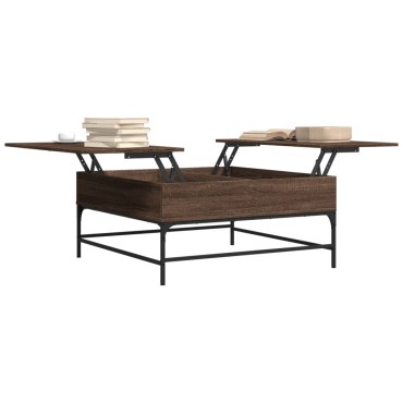 vidaXL Τραπεζάκι Σαλονιού Καφέ Δρυς 95x95x45cm Επ. Ξύλο/Μέταλλο 1 τεμ.