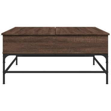 vidaXL Τραπεζάκι Σαλονιού Καφέ Δρυς 95x95x45cm Επ. Ξύλο/Μέταλλο 1 τεμ.