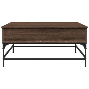 vidaXL Τραπεζάκι Σαλονιού Καφέ Δρυς 95x95x45cm Επ. Ξύλο/Μέταλλο 1 τεμ.