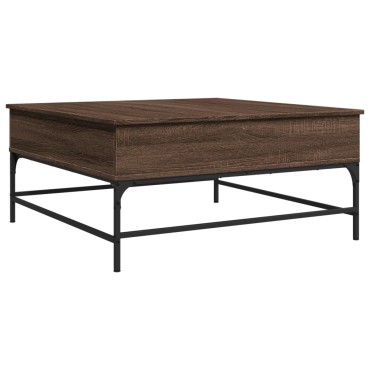 vidaXL Τραπεζάκι Σαλονιού Καφέ Δρυς 95x95x45cm Επ. Ξύλο/Μέταλλο 1 τεμ.
