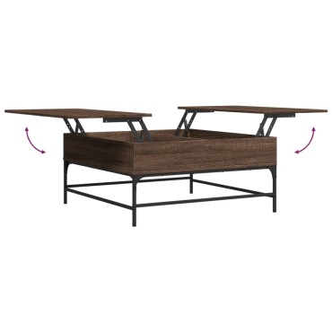 vidaXL Τραπεζάκι Σαλονιού Καφέ Δρυς 95x95x45cm Επ. Ξύλο/Μέταλλο 1 τεμ.