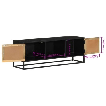 vidaXL Έπιπλο Τηλεόρασης 110x30x40cm Μασίφ Ξύλο Μάνγκο & Σίδηρος