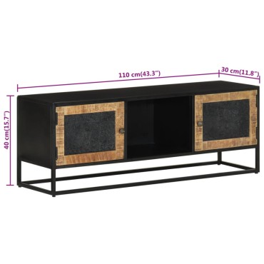 vidaXL Έπιπλο Τηλεόρασης 110x30x40cm Μασίφ Ξύλο Μάνγκο & Σίδηρος