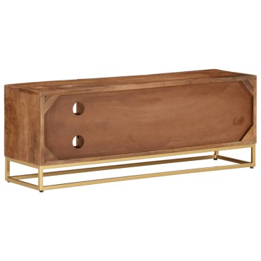 vidaXL Έπιπλο Τηλεόρασης 110x30x40cm Μασίφ Ξύλο Μάνγκο & Σίδηρος 1 τεμ.