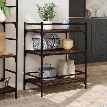 vidaXL Τρόλεϊ Κουζίνας Καφέ Δρυς 65x40x86,5cm από Επεξεργασμένο Ξύλο 1 τεμ.