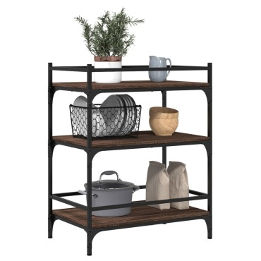 vidaXL Τρόλεϊ Κουζίνας Καφέ Δρυς 65x40x86,5cm από Επεξεργασμένο Ξύλο 1 τεμ.