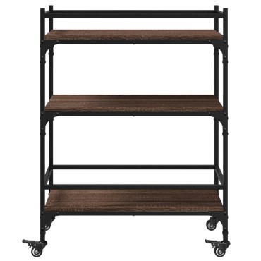 vidaXL Τρόλεϊ Κουζίνας Καφέ Δρυς 65x40x86,5cm από Επεξεργασμένο Ξύλο 1 τεμ.