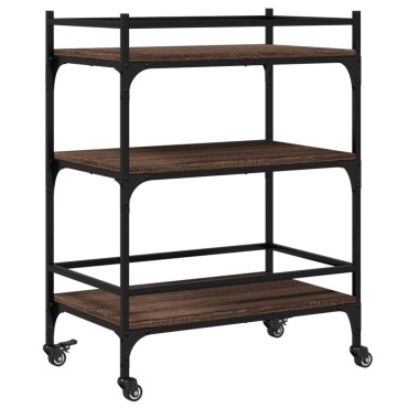 vidaXL Τρόλεϊ Κουζίνας Καφέ Δρυς 65x40x86,5cm από Επεξεργασμένο Ξύλο 1 τεμ.