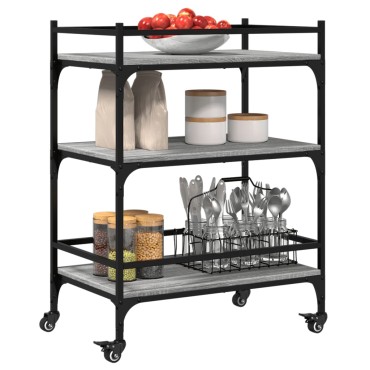 vidaXL Τρόλεϊ Κουζίνας Sonoma Γκρι 65x40x86,5cm Επεξεργασμένο Ξύλο 1 τεμ.