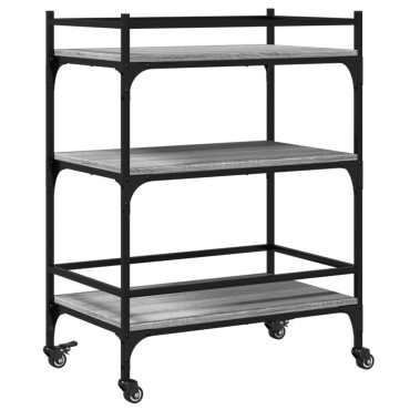 vidaXL Τρόλεϊ Κουζίνας Sonoma Γκρι 65x40x86,5cm Επεξεργασμένο Ξύλο 1 τεμ.