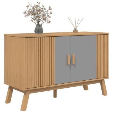 vidaXL Μπουφές OLDEN Γκρι & Καφέ 114x43x73,5cm από Μασίφ Ξύλο Πεύκου 1 τεμ.