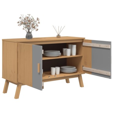 vidaXL Μπουφές OLDEN Γκρι & Καφέ 114x43x73,5cm από Μασίφ Ξύλο Πεύκου 1 τεμ.
