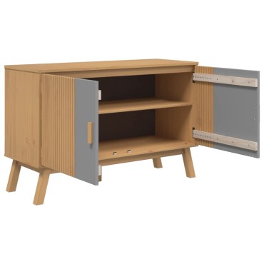 vidaXL Μπουφές OLDEN Γκρι & Καφέ 114x43x73,5cm από Μασίφ Ξύλο Πεύκου 1 τεμ.