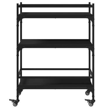 vidaXL Τρόλεϊ Κουζίνας Μαύρο 65x40x86,5cm από Επεξεργασμένο Ξύλο 1 τεμ.