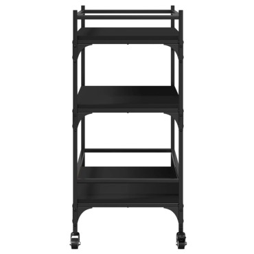 vidaXL Τρόλεϊ Κουζίνας Μαύρο 65x40x86,5cm από Επεξεργασμένο Ξύλο 1 τεμ.