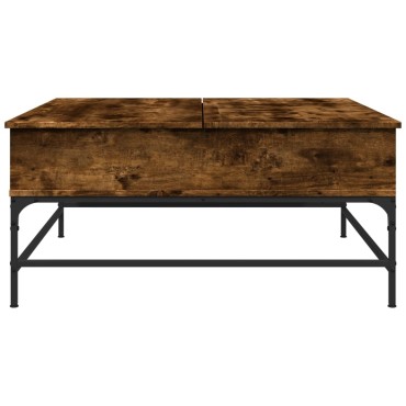 vidaXL Τραπεζάκι Σαλονιού Καπνιστή Δρυς 95x95x45cm Επ. Ξύλο&Μέταλλο 1 τεμ.