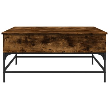 vidaXL Τραπεζάκι Σαλονιού Καπνιστή Δρυς 95x95x45cm Επ. Ξύλο&Μέταλλο 1 τεμ.