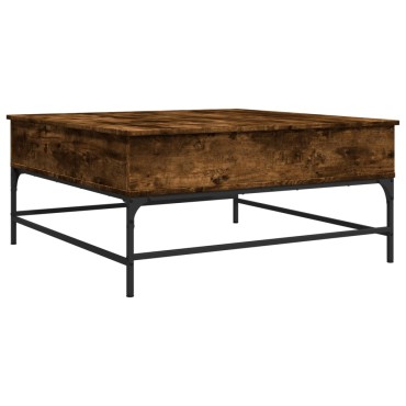 vidaXL Τραπεζάκι Σαλονιού Καπνιστή Δρυς 95x95x45cm Επ. Ξύλο&Μέταλλο 1 τεμ.