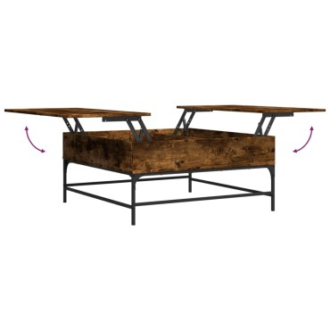 vidaXL Τραπεζάκι Σαλονιού Καπνιστή Δρυς 95x95x45cm Επ. Ξύλο&Μέταλλο 1 τεμ.