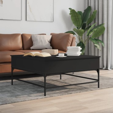 vidaXL Τραπεζάκι Σαλονιού Μαύρο 95x95x45cm Επεξεργασμένο Ξύλο+Μέταλλο 1 τεμ.