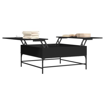 vidaXL Τραπεζάκι Σαλονιού Μαύρο 95x95x45cm Επεξεργασμένο Ξύλο+Μέταλλο 1 τεμ.