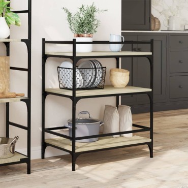 vidaXL Τρόλεϊ Κουζίνας Sonoma Δρυς 65x40x86,5cm Επεξεργασμένο Ξύλο 1 τεμ.